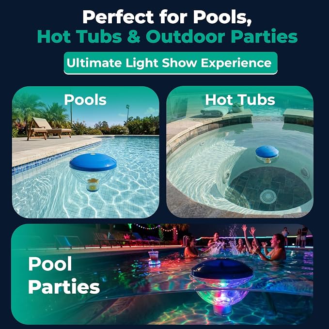 GAME LED Pool Lights for Above Ground & Inground Pools - Waterproof Floating Light Show with Multiple Color Modes - Easily Installable - Remote Controlled | Classic