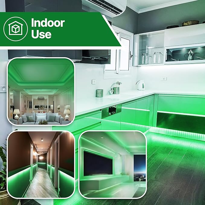 Tupkee LED Rope Light Green - for Indoor and Outdoor use, 24 Feet (7.3 m) - 10MM Diameter - 144 LED Long Life Bulbs Rope Tube Lights - Pack of 2