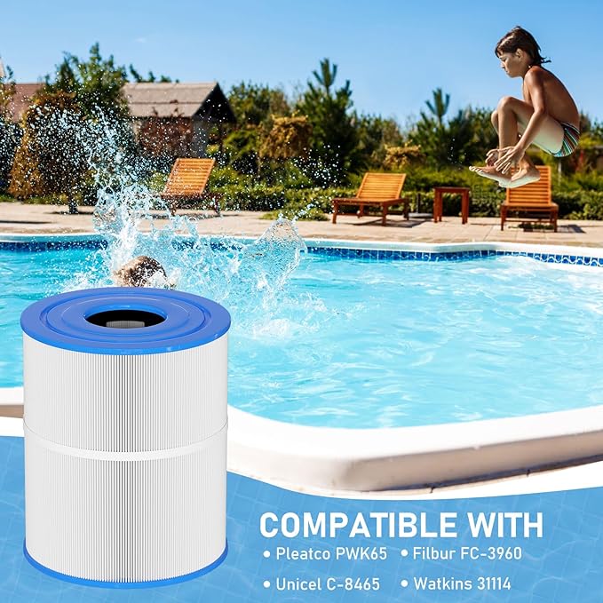 C-8465 Spa Filter Replacement Compatible with Watkins 31114, Pleatco PWK65, Filbur FC-3960, 71827, 71828, Watkins 65 sq.ft Tiger River Spa Filter 2 Pack
