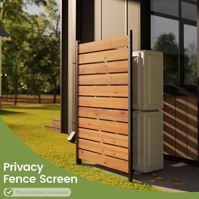 Wood Privacy Screen,No Dig Outdoor Garden Fence,Great for Hiding Trash Cans and Air Conditioner,Decorative Patio Privacy Screen for Backyard,Balcony (Reddish Brown)