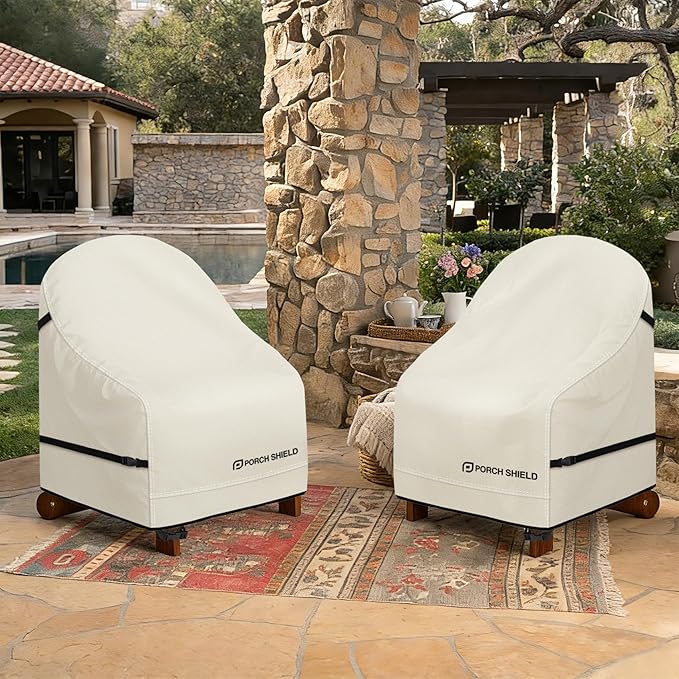 Porch Shield Waterproof Patio Adirondack Chair Cover 2 Pack Fits Outdoor Chairs 28W x 30D x 36H inch, Beige