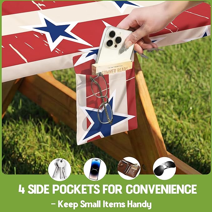Picnic Table Cover with Bench Covers Waterproof Vinyl Elastic Rectangle Fitted Table Cloth Camping Lovers Essentials Rv Car Travel Overlanding Outdoor Roadtrip Road Trip Women Men Camper Gifts 6 Foot
