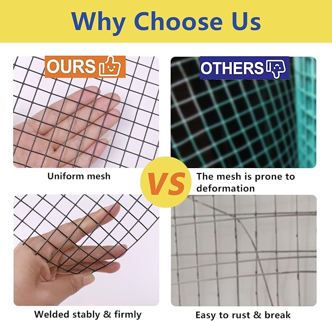 Black Hardware Cloth 1/2 inch 60 in x 100 ft 19 Gauge PVC Vinyl Coated Wire Mesh Chicken Wire Fencing Welded Wire Mesh for Home & Garden Fence & Fencing Wire ，Snake Fence。