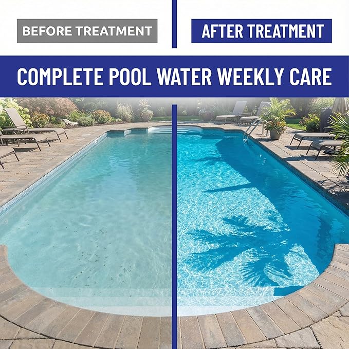 Weekly Pool Treatment, All in One Pool Treatment with Phosphate Remover, Pool Clarifier and Pool Waterline Cleaner, Saltwater Safe, 3 Liter 101.5 fl oz, BubbyShine