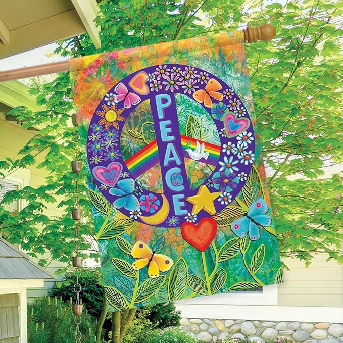 Briarwood Lane Peace Floral House Flag Primitive Everday 28" x 40"