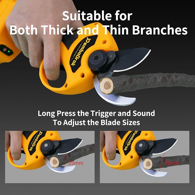 Electric Pruning Shears, Garden Trimmer SK5 Blades, Cutting Diameter 0.98-1.18 inches, Equipped with a 3000mAh Battery Cordless Brushless Motor Branch Cutter for Gardening/Tree Pruning