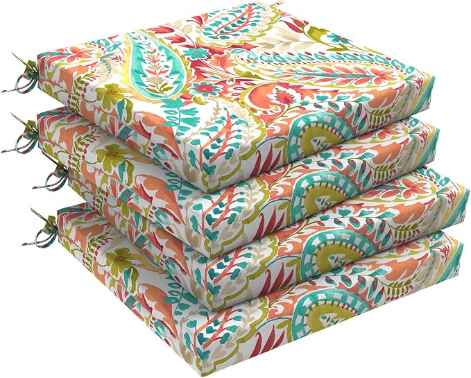 DYTXIII Set of 4 Outdoor Chair Cushions, Water Resistant 18.5"x16"x2" Square Seat Cushion for Patio Dining Chairs, High-Density Replacement Pads for Indoor Outdoor Furniture - Pretty Paisley
