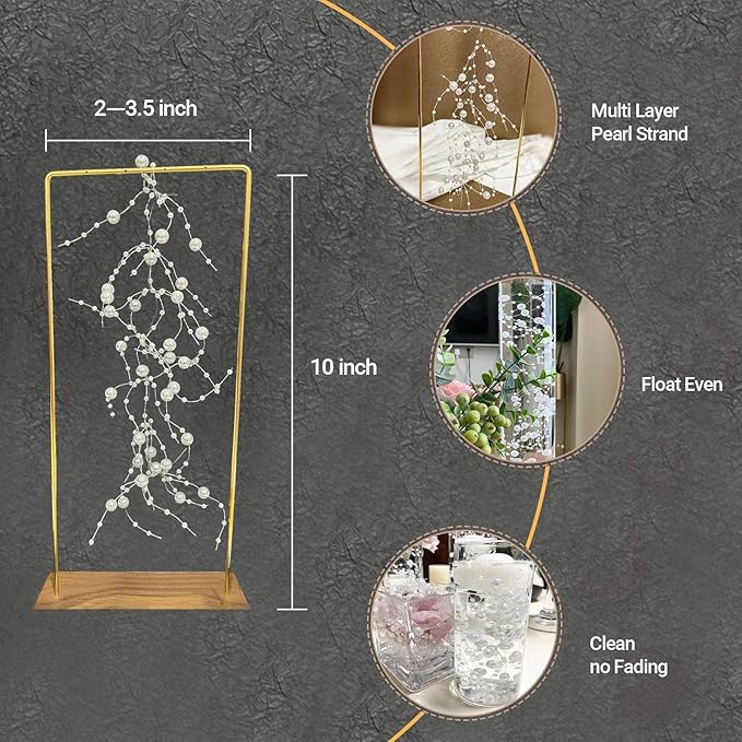 TeaSu 24Pcs Pearl String for Floating Candle Centerpieces, Pearl Vase Filler Decor for Wedding Centerpieces (White)