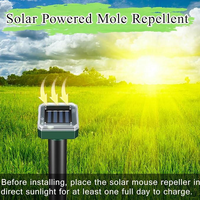 Mole Repellent Solar Powered 10 Pack,Snake Repellent Ultrasonic Vole Snake Repeller for Lawns and Yards,Waterproof Outdoor Gopher Repeller Effective for Garden