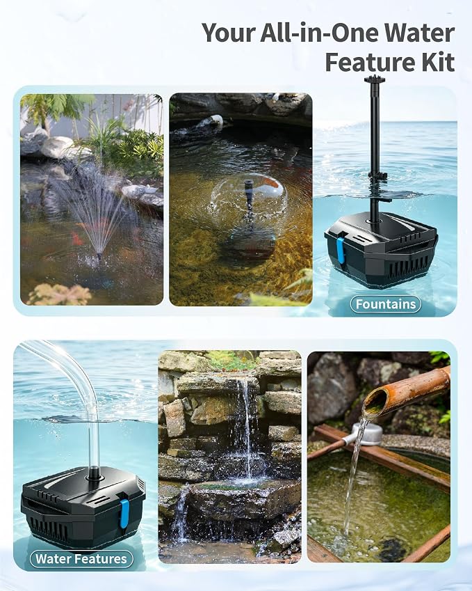 POPOSOAP 20W Solar Pond Filter with Fountain Pump, Solar Pond Pump and Filter Kit for Outdoor Pond Filter Box with Bio Media for Water Gardens, Ponds Up to 280 Gallons P3202