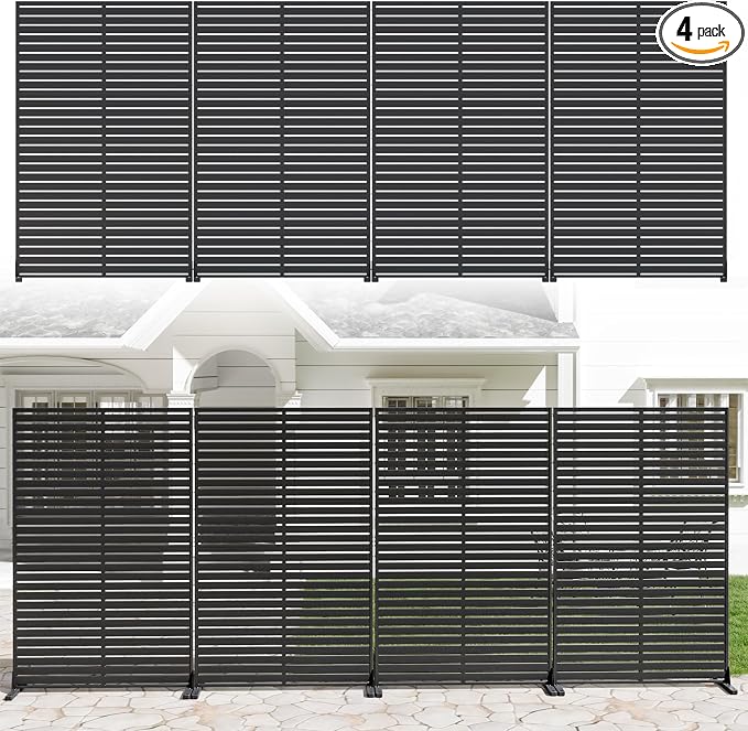 Privacy Fence Screen Outdoor Freestanding Privacy Panel, 72" H×47" W HDPE Decorative Panels with Stand, Room/Garden Divider, Outdoor Privacy Screen for Patio,Deck, Balcony, Pool