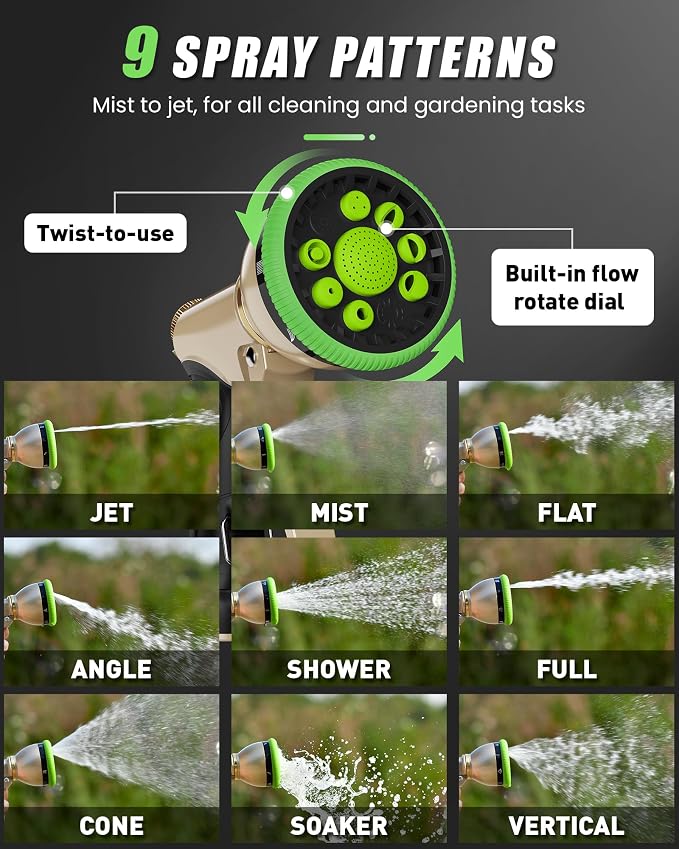 RAINPOINT Sprinkler Timer with Brass Swivel & Garden Hose Nozzle with 9 Adjustable Spray Patterns