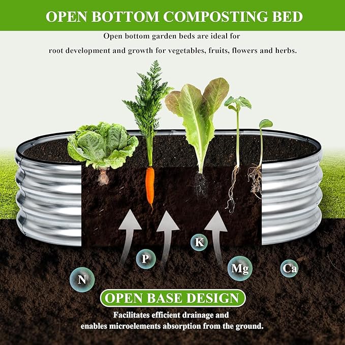 Galvanized Raised Garden Bed Outdoor, 4x2x1ft Large Planter Raised Bed Kit with Safety Edging and Gloves, Stainless Metal Raised Planter Box for Gardening Vegetables Herb Fruits Flowers
