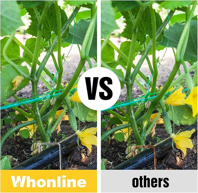 Whonline 200 Pack Landscape Staples 4 Inch, Galvanized Garden Stakes U-Shaped SOD Landscaping Fabric Pins Yard Ground Staples for Gardening Lawn Turf Securing Irrigation Pipe Hose Plant Cover