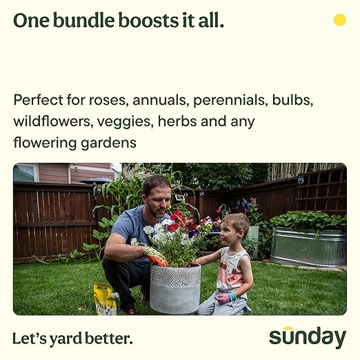 Sunday Organic Potting Soil and Flower Plant Food Bundle, Peat-Free Potting Mix 8 qt + Flower & Bloom 4-4-6 NPK Fertilizer 2 lb, OMRI Listed, for Beds, Containers, and Houseplants
