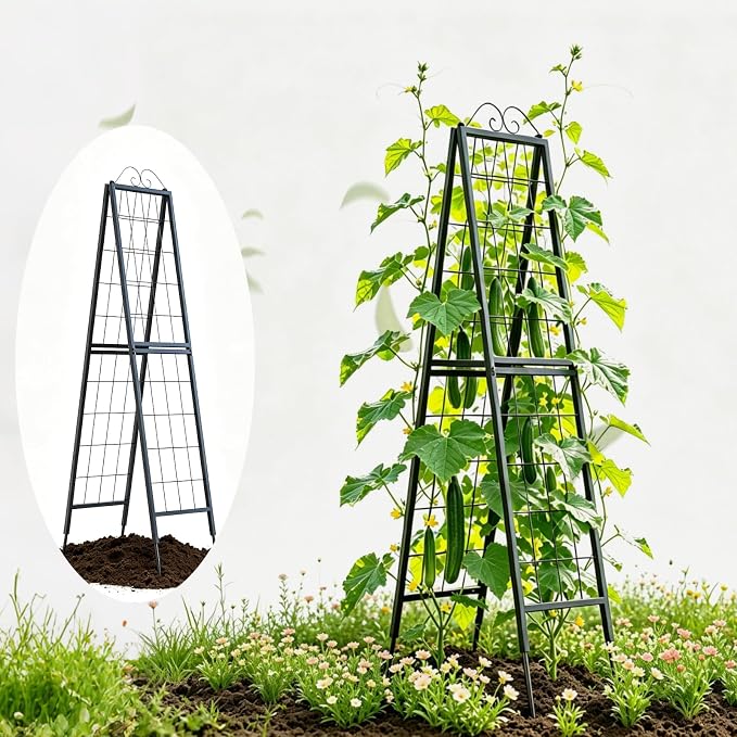 Zhongma Metal Garden Trellises Heavy Duty Plant Support Trellis(16"x 77"H A-Frame)