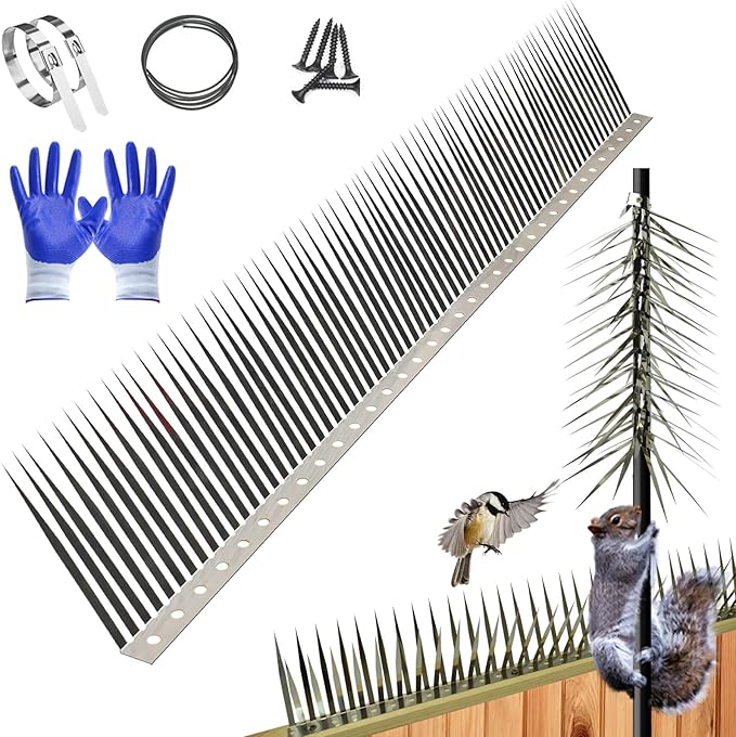 Bird Spikes, Outdoor Squirrel Spikes, Squirrel Baffles for Bird Feeder Poles, Avoid Climbing Garden Fences and Fruit Trees. (80 inches)