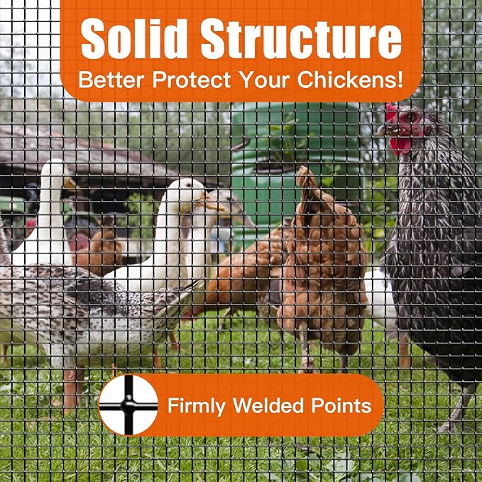 Zevemomo 36" x 50' 1/4inch PVC Hardware Cloth Vinyl Coated Chicken Wire Fence Galvanized Welded Mesh Roll for Home Garden Rabbit Cage, Black
