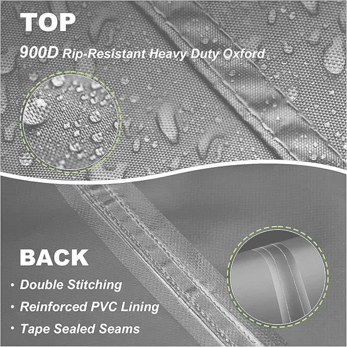 Picnic Table Cover Waterproof 70/72 Inch 600D Oxford Outdoor Table Cover with Bench Covers for Winter DustProof Heavy Duty (Grey, 8Ft-96in)