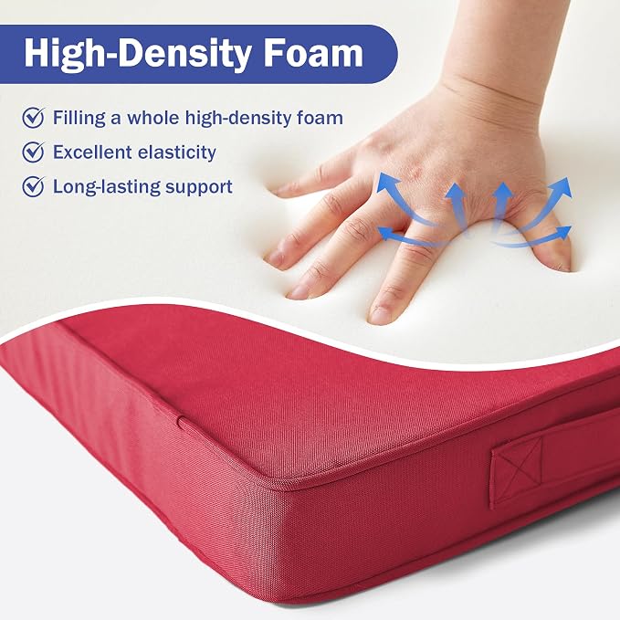 IPYNBAP Outdoor Cushions, Outdoor Chair Cushions 19x19x3 Inch, Cushions for Outdoor Furniture with Removable Cover, Waterproof & Fade Resistant Outdoor Seat Cushions for Patio, Lawn, Burgundy