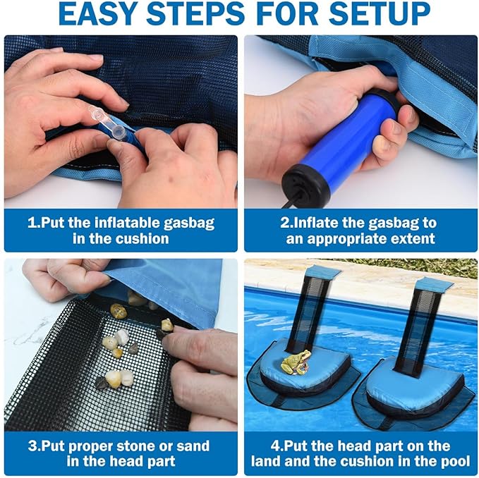 2 Pcs Pool Animal Saving Escape Ramp, Frog Saver for Swimming Pool Critter, Pool Rescue Tool for Frogs, Reduces Frogs Maintenance Accessories (Light Blue)