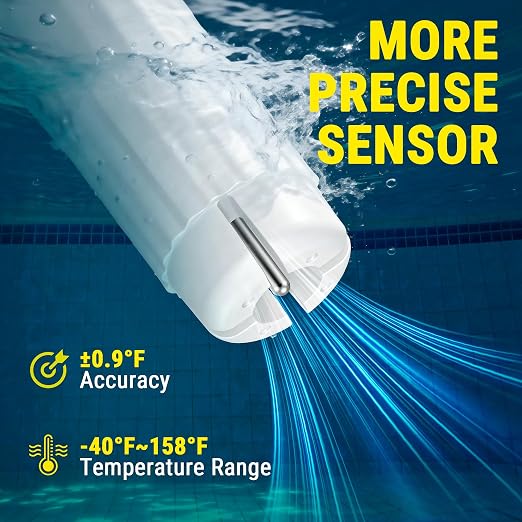 TempPro 500FT Solar Pool Thermometer Floating with IPX8 Wireless Pool Temperature Sensor, Digital Floating Pool Thermometer Wireless, 0.9°F Accuracy for Cold Plunge, Hot Tub (Previously ThermoPro)