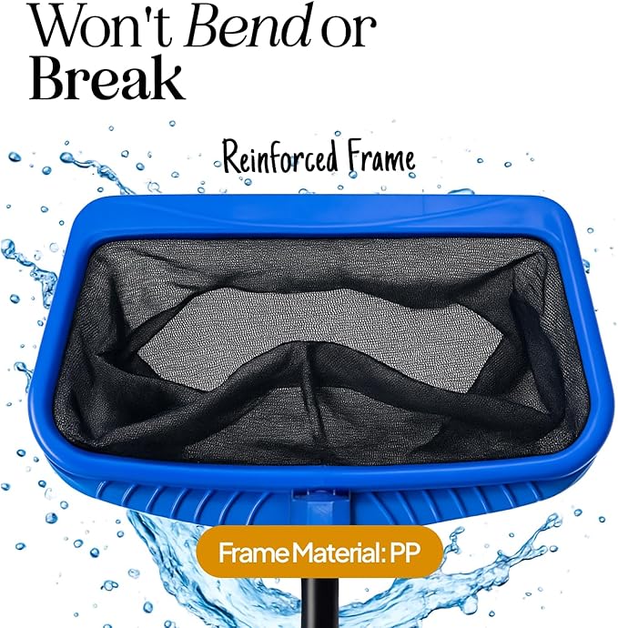 Pool Skimmer Net for Cleaning – Heavy Duty Deep Mesh Pool Net Skimmer - Fine Leaf Rake Net for Swimming Pools, Ponds - Strong Frame - Fits Standard Pool Poles (Net Only, No Pole)
