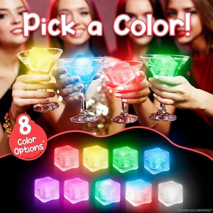 Windy City Novelties 12 pack LED Ice Cubes with Changing Lights (Red)