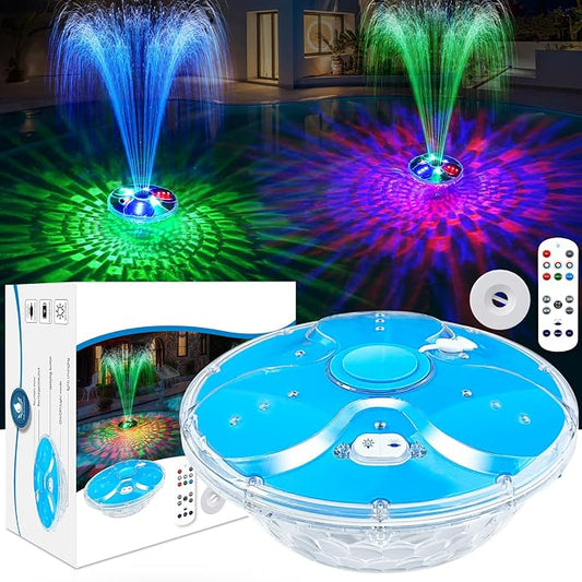 Upgraded Pool Fountain with Remote,2026 Floating Pool Fountain with Lights,Above Ground Pool Water Fountains Pump with Anchor,Swimming Pool Fountains for Inground Pool-1PC(Blue)