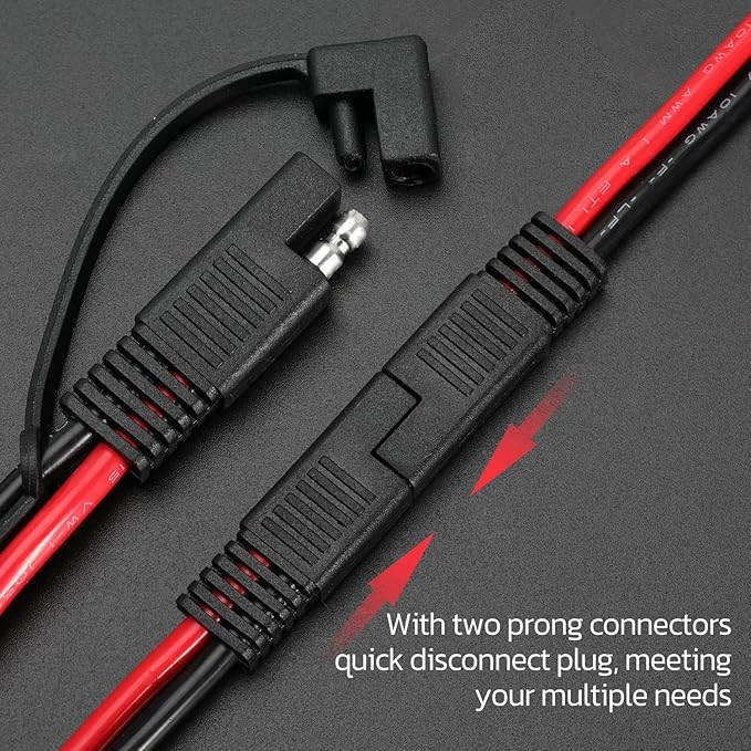 10AWG SAE Extension Cable 10 Gauge SAE to SAE Extension Cord with Two Prong Connectors for Solar RV Automotive (10FT)