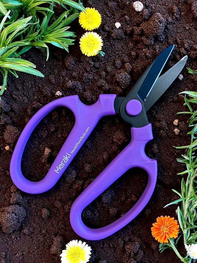 Garden Pruning Shears Scissors Black Carbon Steel Blades 7.0 In, Mokara - Purple