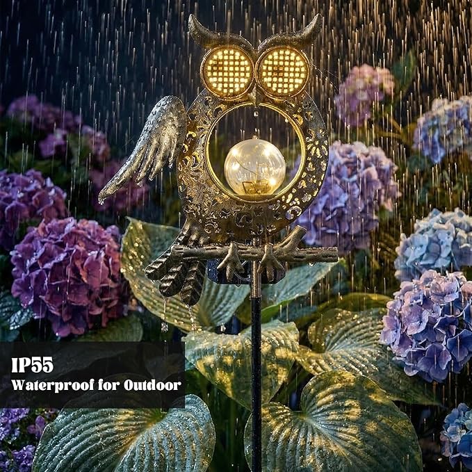 Solar Owl Light Outdoor Waterproof, Animated Owl Solar Lantern with Blinking & Moving LED Eyes, Garden Decor Solar Powered Light for Yard Patio Pathway, Owl Lover Gift