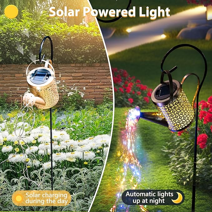 SRNPMIU Solar Watering Can Light, Solar Yard Decorations Outdoor, Garden Decor Lights, IP65 Waterproof Hanging Lantern Lights, Flower Bed Decor, Gifts for Grandma, Women, Mom