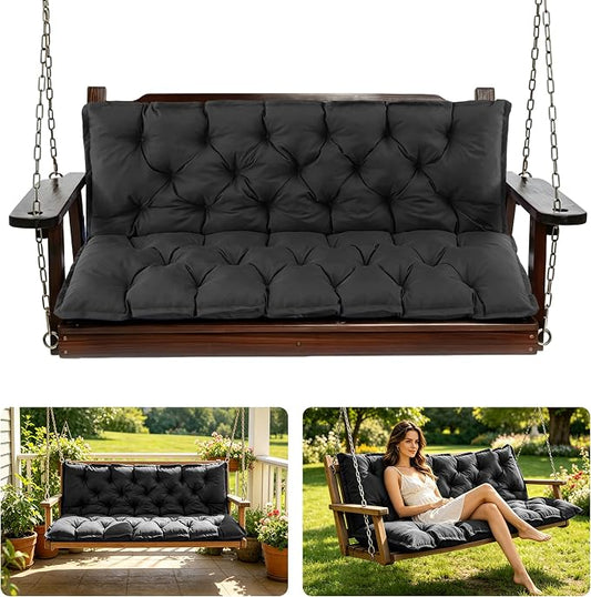 Porch Swing Cushions, 40x40 Inch Swing Cushions for Outdoor Furniture, Waterproof 2 Seater Patio Seat Cushion with Backrest, Replacement Bench Cushion for Glider, Settee, Dark Grey