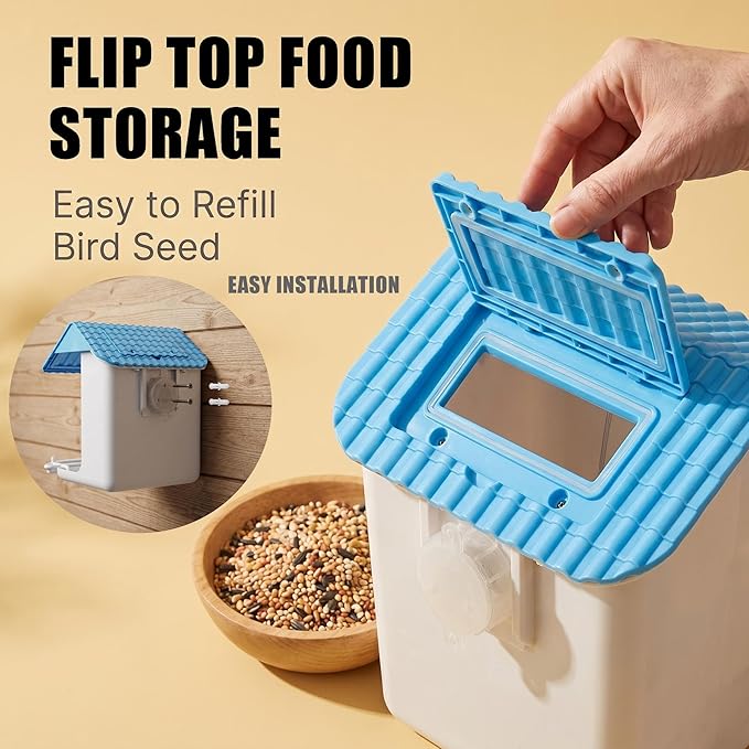 Bird Feeder for Outdoors with Light, Outdoor Bird Feeder, Easy to Clean and Refill, Bird Watching Gifts for Love Birds (1 Pcs, Blue)