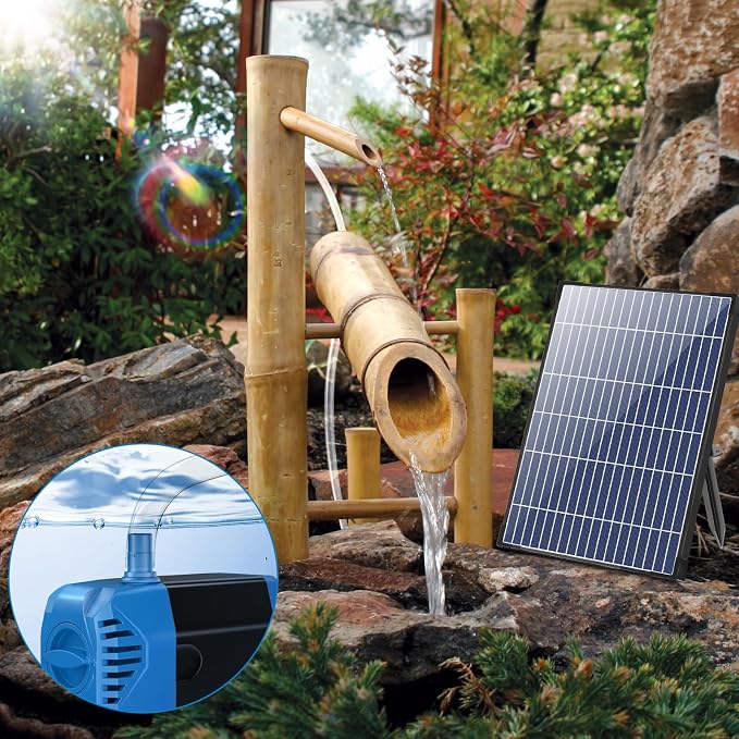 Antfraer Solar Fountain Pump 12W, Solar Water Pump 160GPH Flow Adjustable, Solar Pond Pump with 16.5Ft Cord & PVC Tubing for Pond Small Pond Garden Waterfall Backyard Hydroponics Water Features