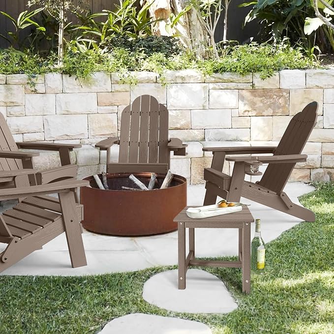 GARDENSTAR Adirondack Square Side Table,one-Tier Outdoor end Table, Patio Side Table for Pool,Porch,Backyard,Relaxing Companion (Teak)