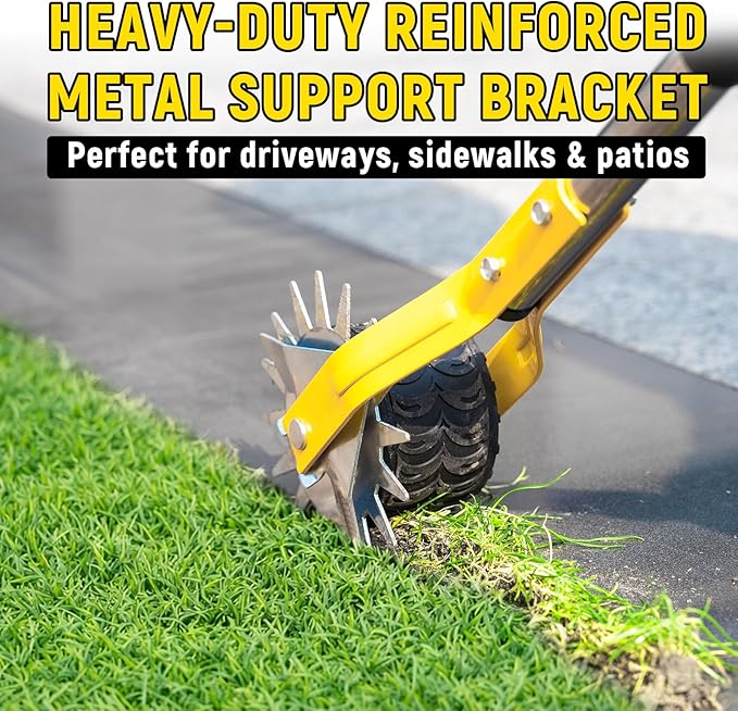 Manual Edger Lawn Tool, 75 Inch Hand Edger for Lawn with Extra-Wide Wheel, Grass Edge Trimmer with Adjustable Handle, Ideal Wheel Rotary Edging Tool for Sidewalk, Driveways and Landscaping