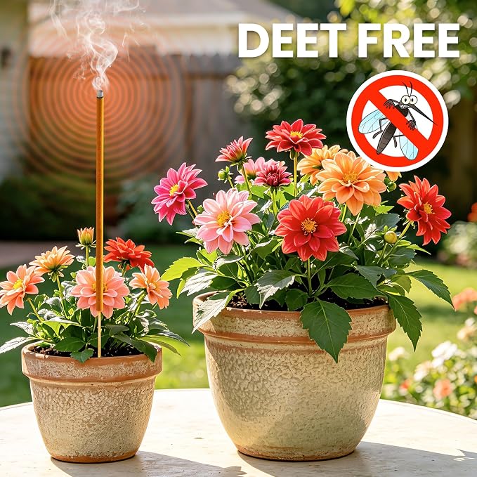 48 Pack Mosquito Incense Sticks for Outdoor Patio Backyard Indoors Camping Travel Yoga, DEET Free Mosquito Repellent Sticks Safe for Kids Pets, Long-Lasting 2-Hour Burn Time, Orange