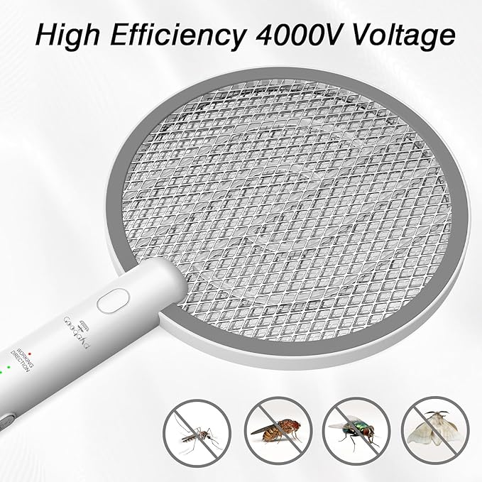 Bug Zapper Racket, 2 Mode Electric Fly Zapper USB Rechargeable, 4000V Electric Fly Swatter with 3 Layer Safety Mesh, Indoor Outdoor Bug Zapper Racket for Kitchen, Bedroom, Camping(2 Pack