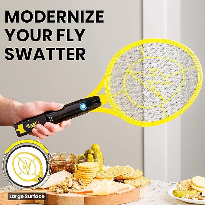 Zap It! Mini Bug Zapper - Rechargeable Mosquito, Bug Zapper Racket - Flies Zappers Indoor - 4,000 Volt - USB Charging, Super-Bright LED Light to Zap in The Dark - Safe to Touch