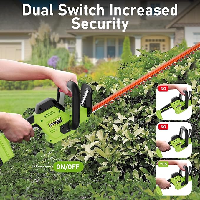 SUNCHERS 20V Max Hedge Trimmer Cordless, 22 Inch Tree Trimmer with 2 Batteries and Charger, Handheld Electric Trimmers, Grass Shrub Pruning Cutter, Lightweight & Compact Hedge Shear for Garden, Lawn