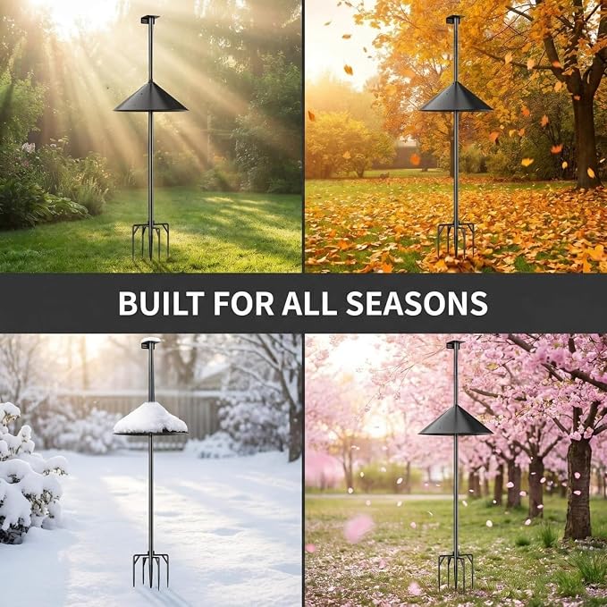 NSYOOMH Dia 1 Inch Bird Feeder Pole with 19" Proof Squirrel Baffle, Heavy Duty Metal, Bird House Pole Compatible Mount for Smart Camera Birdfeeder, Outdoor Feeding Station Stand Kit - 94"