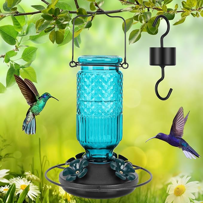 FEED GARDEN Glass Hummingbird Feeder for Outdoors