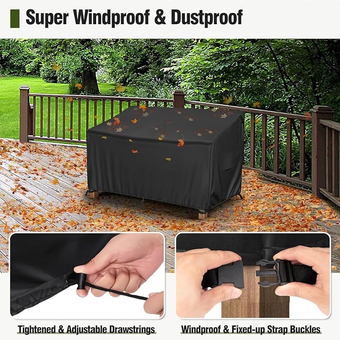 MR.COVER 3-Seater Outdoor Couch Cover Waterproof, Patio Furniture Cover for Sofa, Heavy Duty Outdoor Sofa Covers, Polyester & Double-Stitched Seams, Fits up to 87" W x 37" D x 35" H, Classic Black