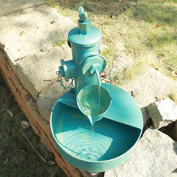 Solar Water Fountain with Backup Battery,Outdoor Metal Bird Bath Fountain,Solar Fountain Bird Bath for Garden, Patio & Yard Decor,Working at Night for at Least 6 Hours