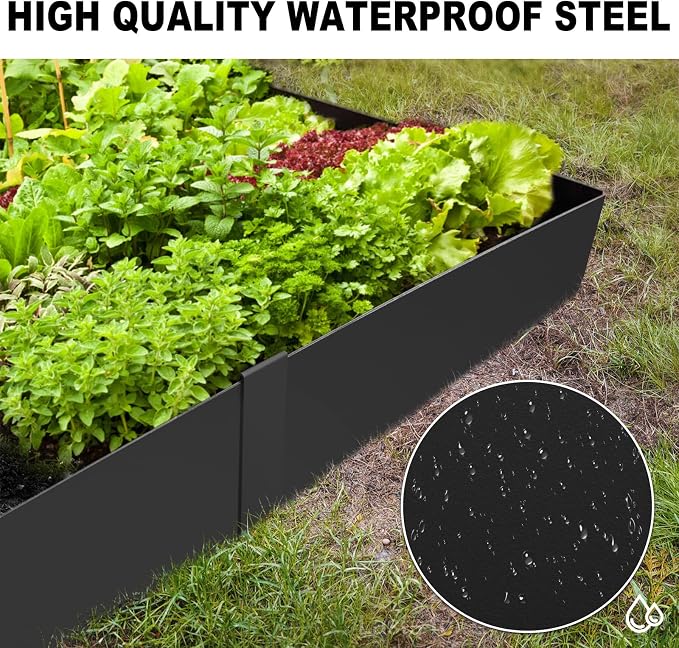 40“L X 8" H Galvanized Steel Landscape Edging, Metal Lawn Edging,6 Pack | Metal Landscape Edging Border,Hammer-in, Flexible,No Dig,6 Clips,For Lawn, Pathway & Yard