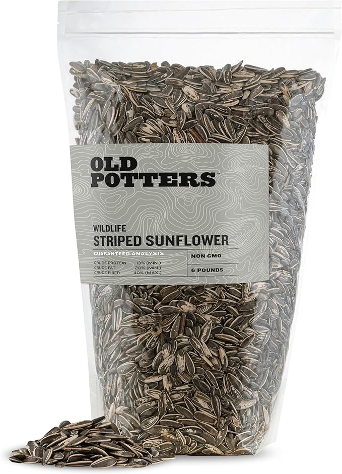 Old Potters Wildlife Striped Sunflower Seed for Wildlife Bird Feeding, Non-GMO and USA Small Farm Grown, 6 lbs