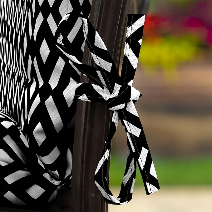 Arden Outdoor Dining Chair Cushion, 20 in x 20 in, Patio Cushion for Patio, Dining, or Rocking Chairs, Black Demi Tile