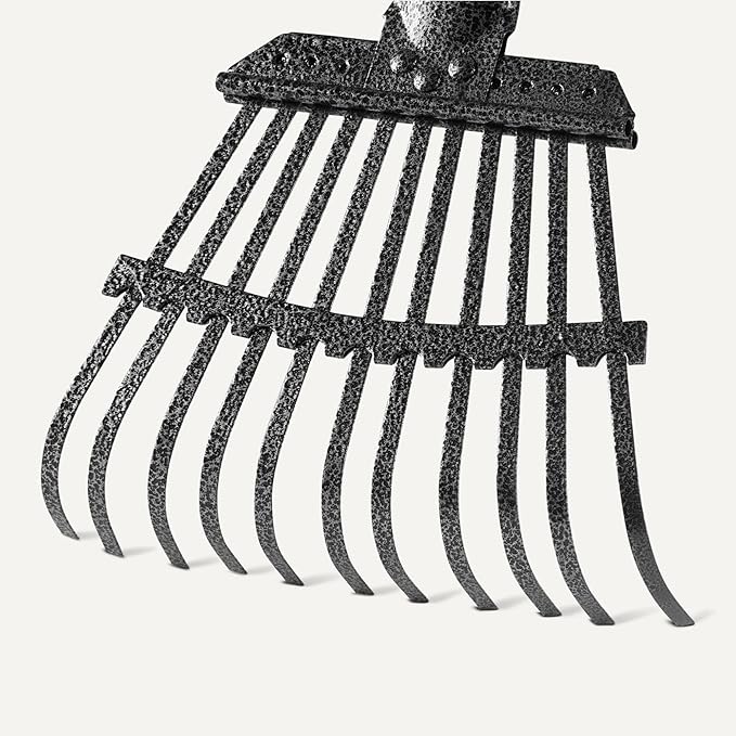 Amazon Basics - Garden Rake, 38.5" - 80.5" Adjustable Steel Handle, Black